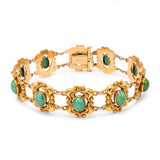 Art Nouveau Bloomed 14k Yellow Gold Turquoise Link Bracelet