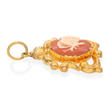 Vintage 20k Yellow Gold Butterfly Shell Cameo Pendant