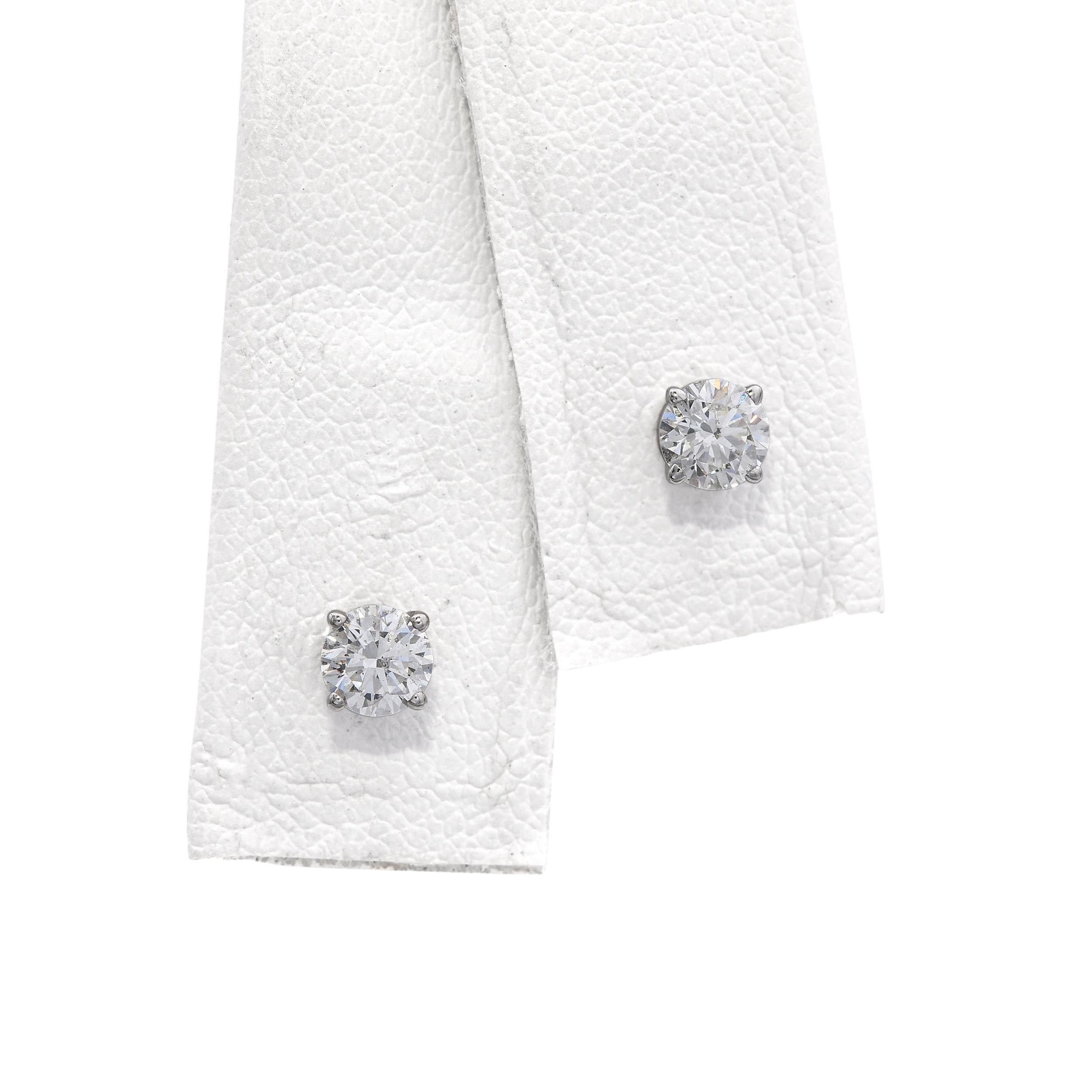 Vintage 14k White Gold 0.45tcw K Si2 Diamond Stud Earrings