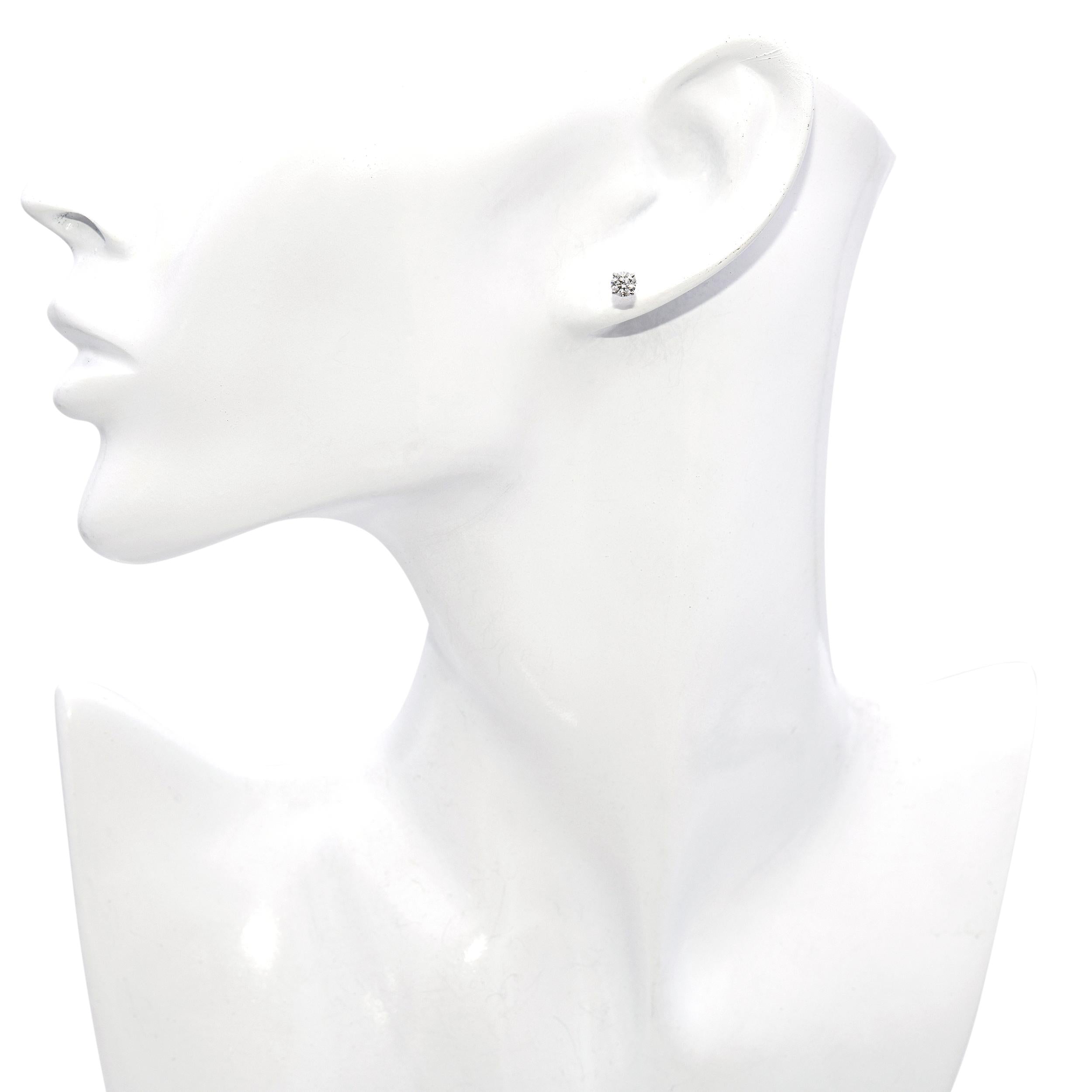 Vintage 14k White Gold 0.45tcw K Si2 Diamond Stud Earrings