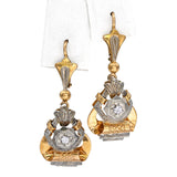 Vintage 18k Yellow Gold Diamond Dangle Earrings