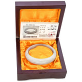 GIA Type A Burmese Light Grayish Green Jade Bangle