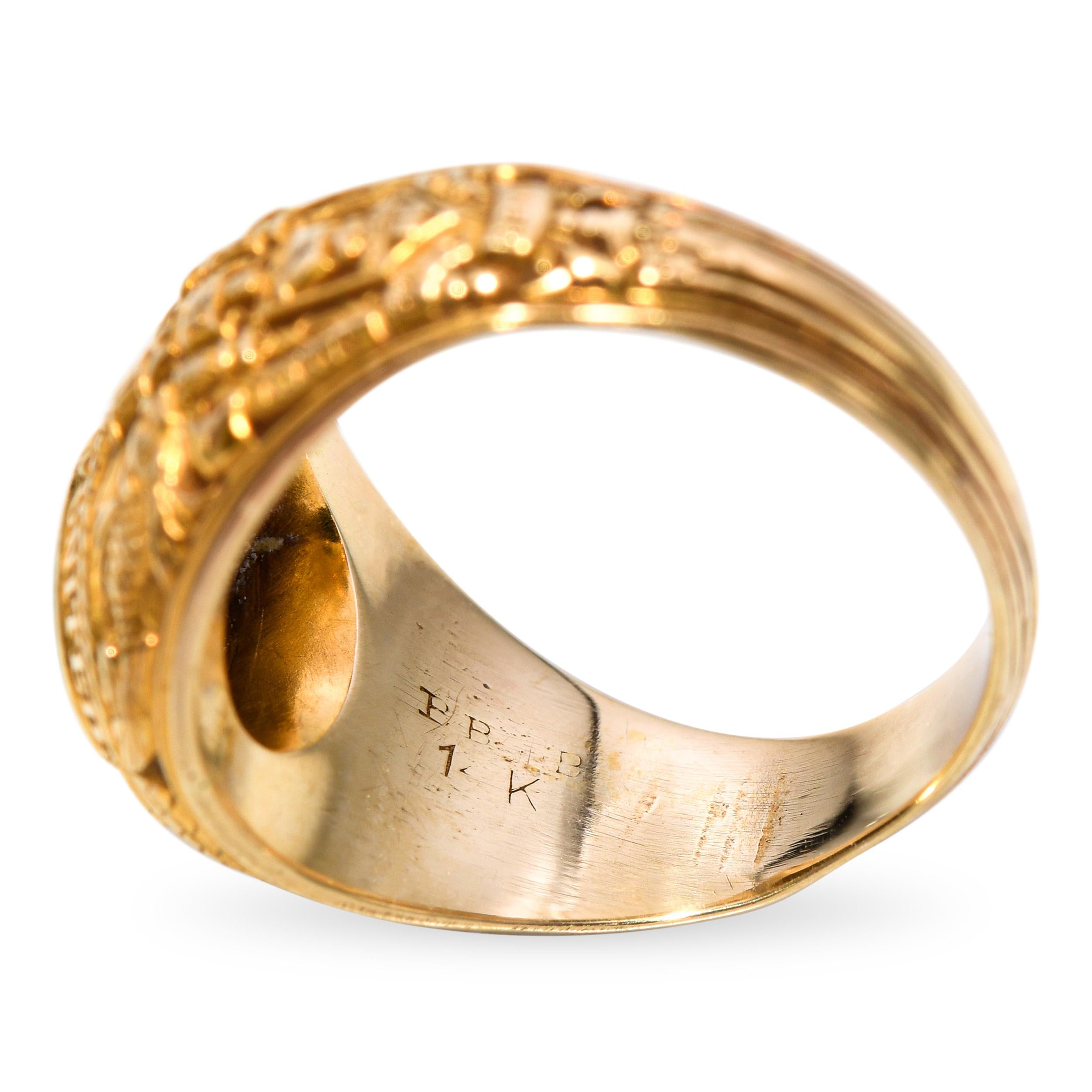 Vintage Class of 1944 US Naval Academy Yellow Gold Onyx Ring