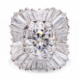 Vintage Platinum Diamond and Cubic Zirconia Ballerina Cocktail Ring