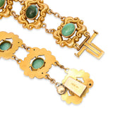 Art Nouveau Bloomed 14k Yellow Gold Turquoise Link Bracelet