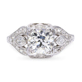 Art Deco Platinum Filigree Old Euro Cut 2.06tcw H I1 Diamond Ring