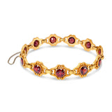 Art Nouveau Bloomed 14k Yellow Gold Garnet Link Bracelet