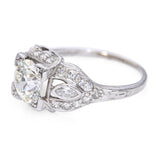 Art Deco Platinum Filigree Old Euro Cut 2.06tcw H I1 Diamond Ring
