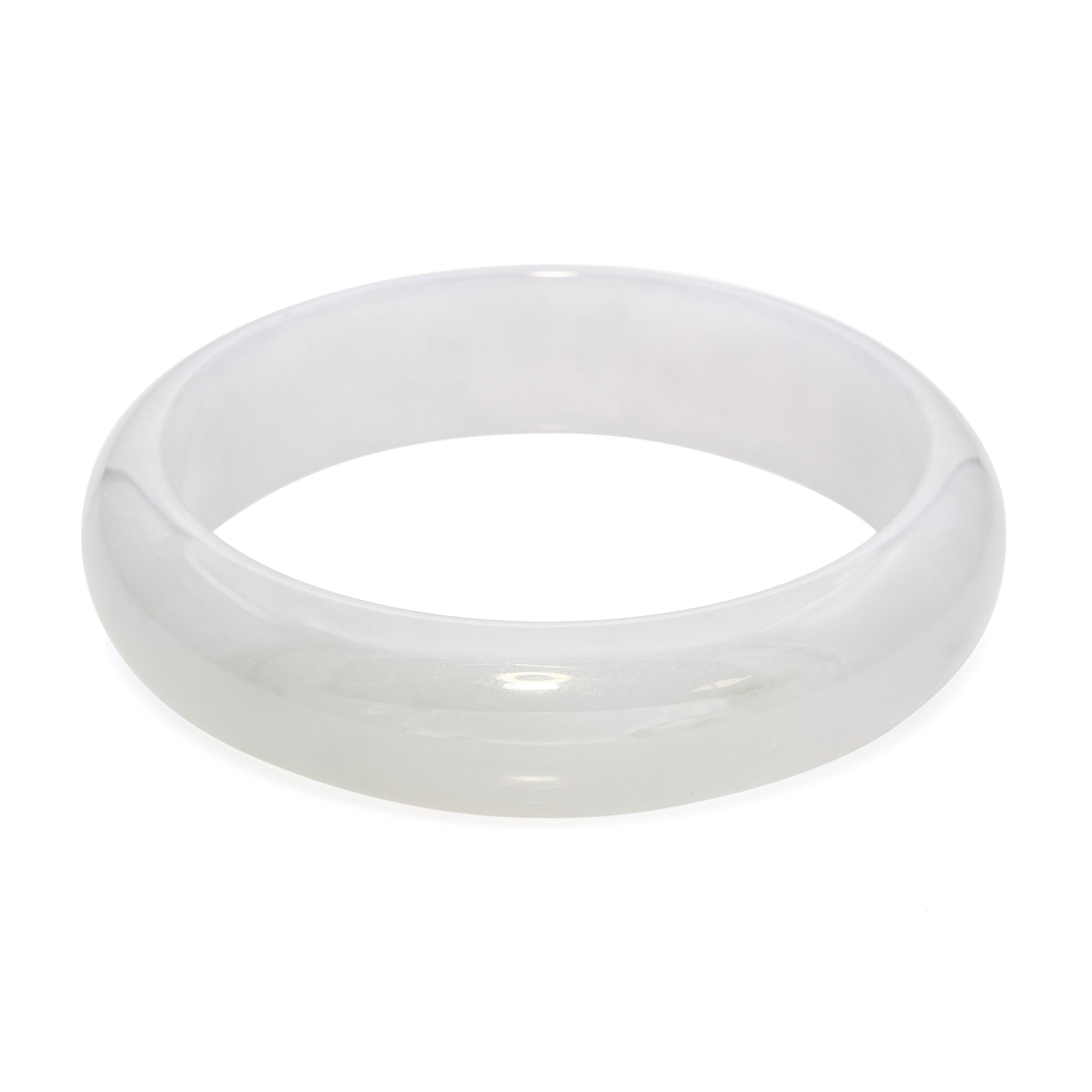 GIA Type A Burmese Light Grayish Green Jade Bangle