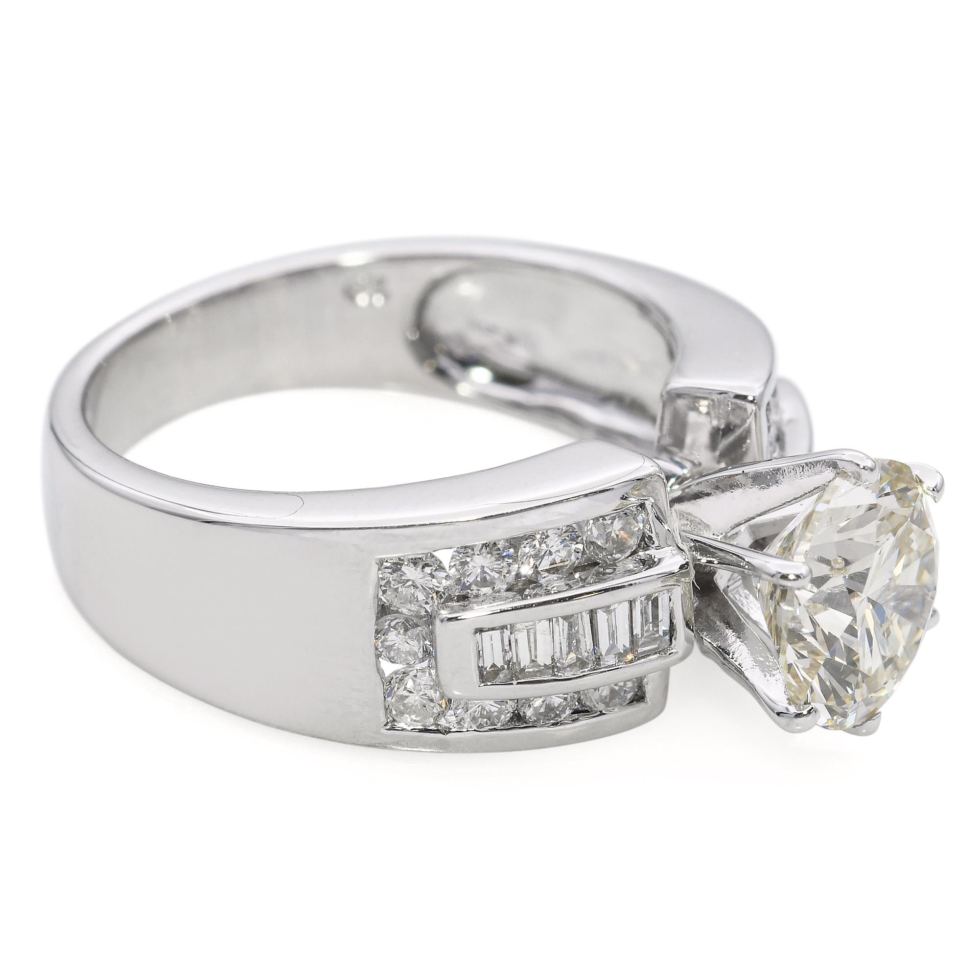 18k White Gold GIA 2.73tcw Diamond Engagement Ring GIA
