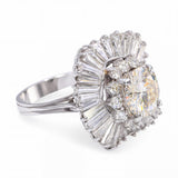 Vintage Platinum Diamond and Cubic Zirconia Ballerina Cocktail Ring