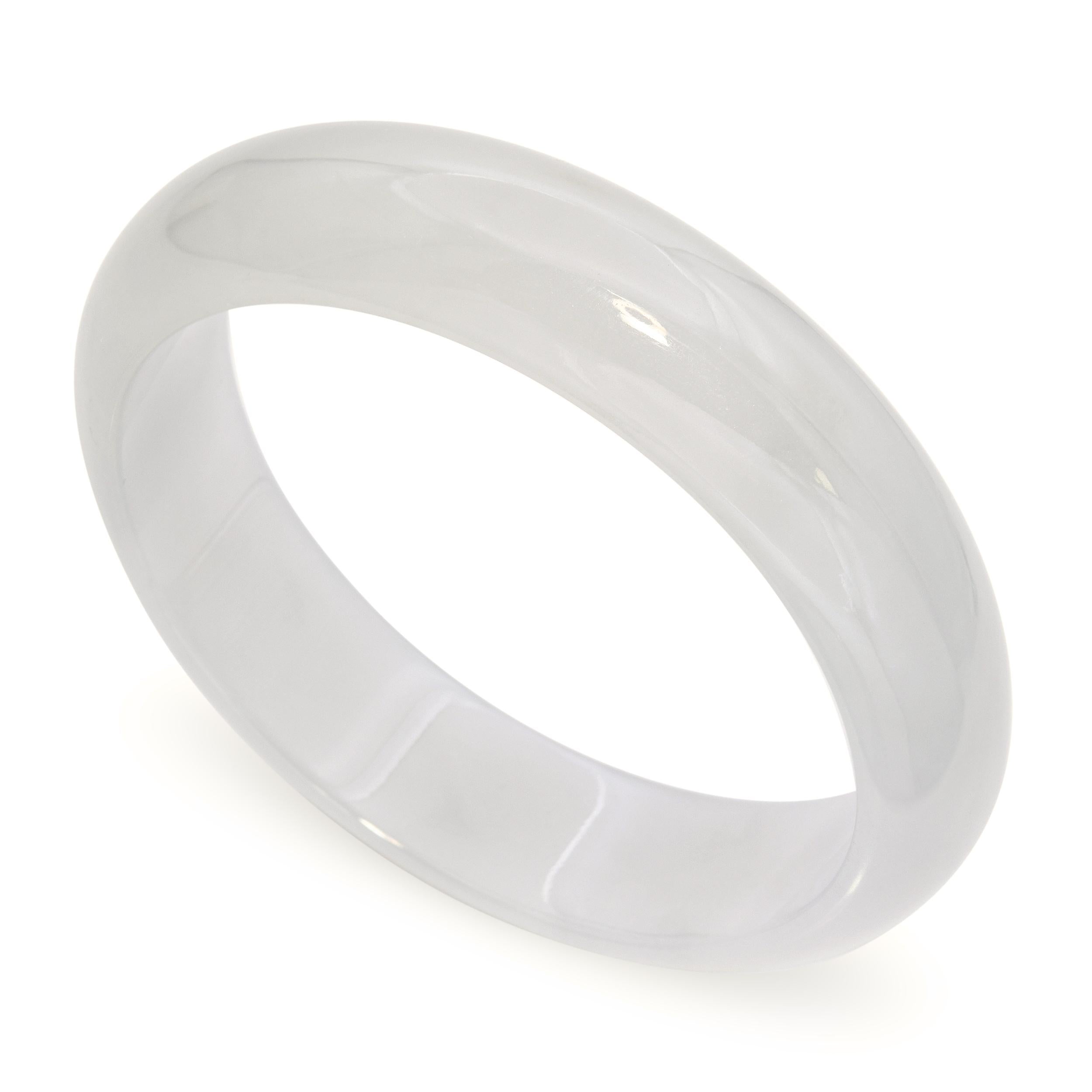 GIA Type A Burmese Light Grayish Green Jade Bangle