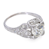 Art Deco Platinum Filigree Old Euro Cut 2.06tcw H I1 Diamond Ring