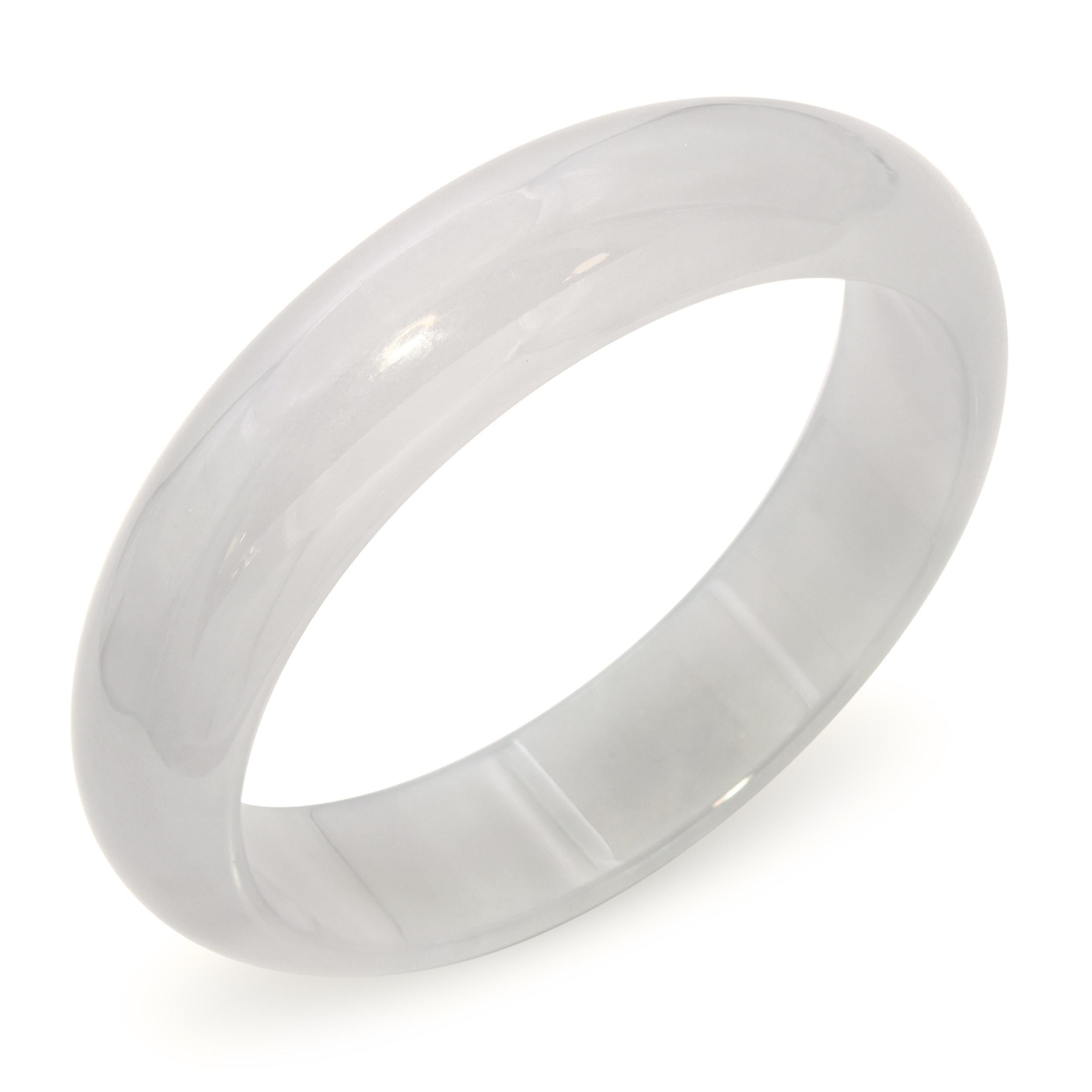 GIA Type A Burmese Light Grayish Green Jade Bangle
