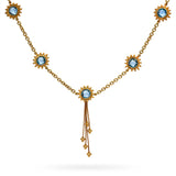 Bielka 18k Yellow Gold Blue Topaz Sunflower Necklace