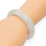GIA Type A Burmese Light Grayish Green Jade Bangle