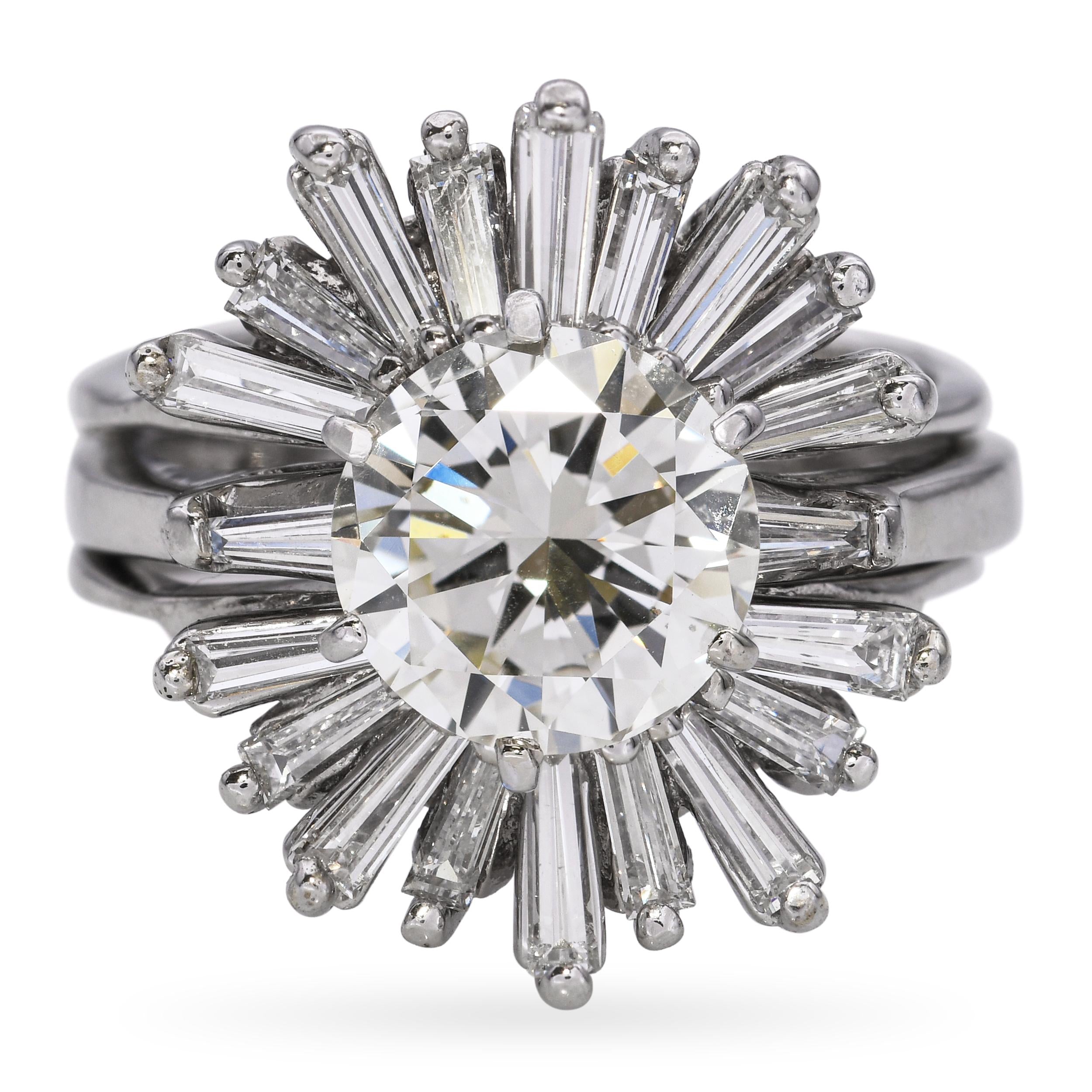 Vintage 14k White Gold 3.51tcw Diamond Engagement Ring and Jacket