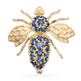 Vintage 14k Yellow Gold 0.40tcw Sapphire Bumblebee Brooch