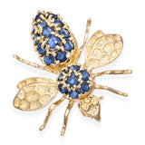 Vintage 14k Yellow Gold 0.40tcw Sapphire Bumblebee Brooch