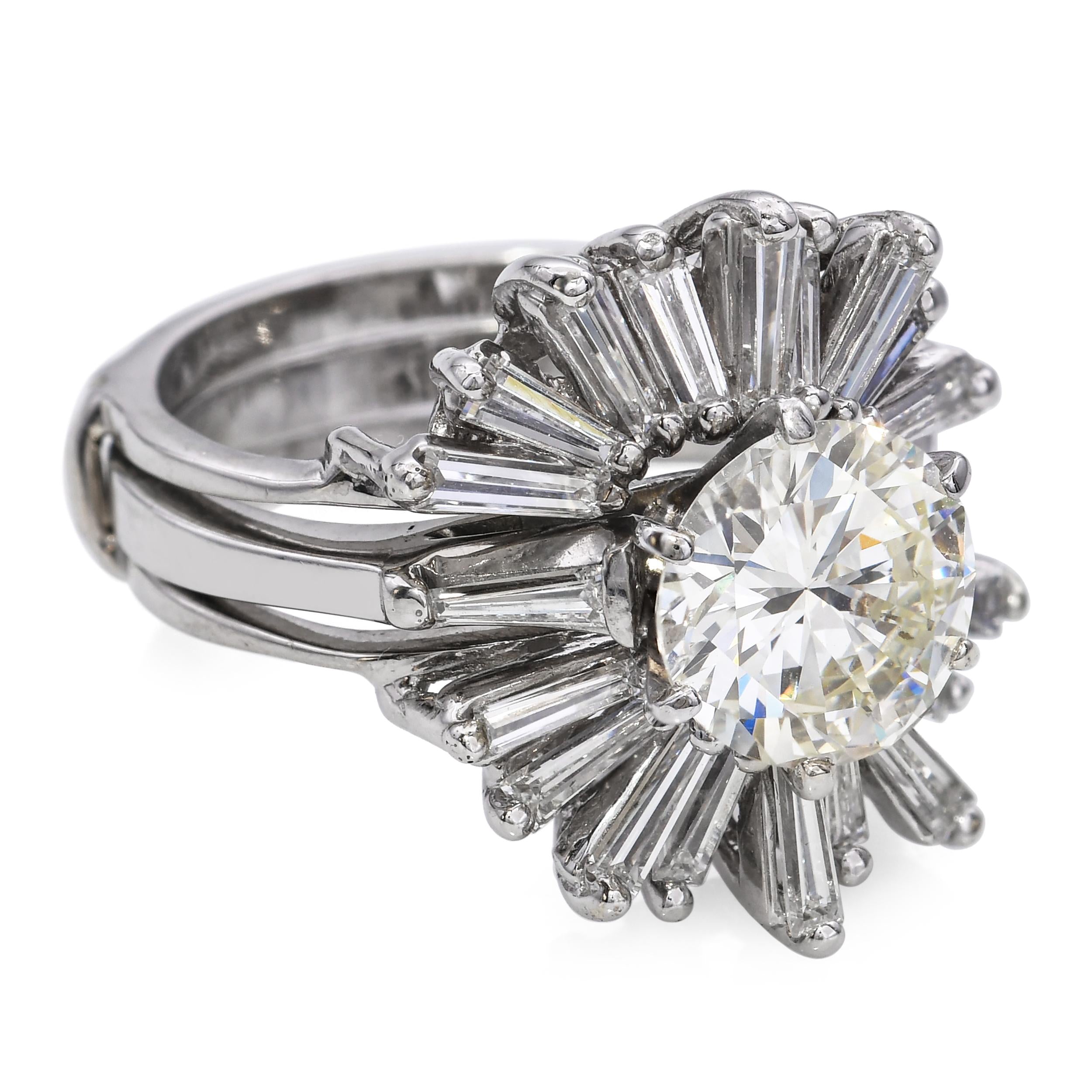 Vintage 14k White Gold 3.51tcw Diamond Engagement Ring and Jacket