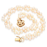 Vintage 14k Yellow Gold Japanese Akoya Pearl Necklace and Bracelet Set