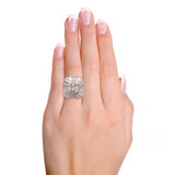 Vintage Platinum Diamond and Cubic Zirconia Ballerina Cocktail Ring