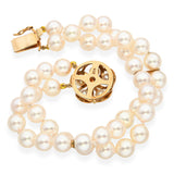 Vintage 14k Yellow Gold Japanese Akoya Pearl Necklace and Bracelet Set