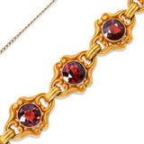 Art Nouveau Bloomed 14k Yellow Gold Garnet Link Bracelet