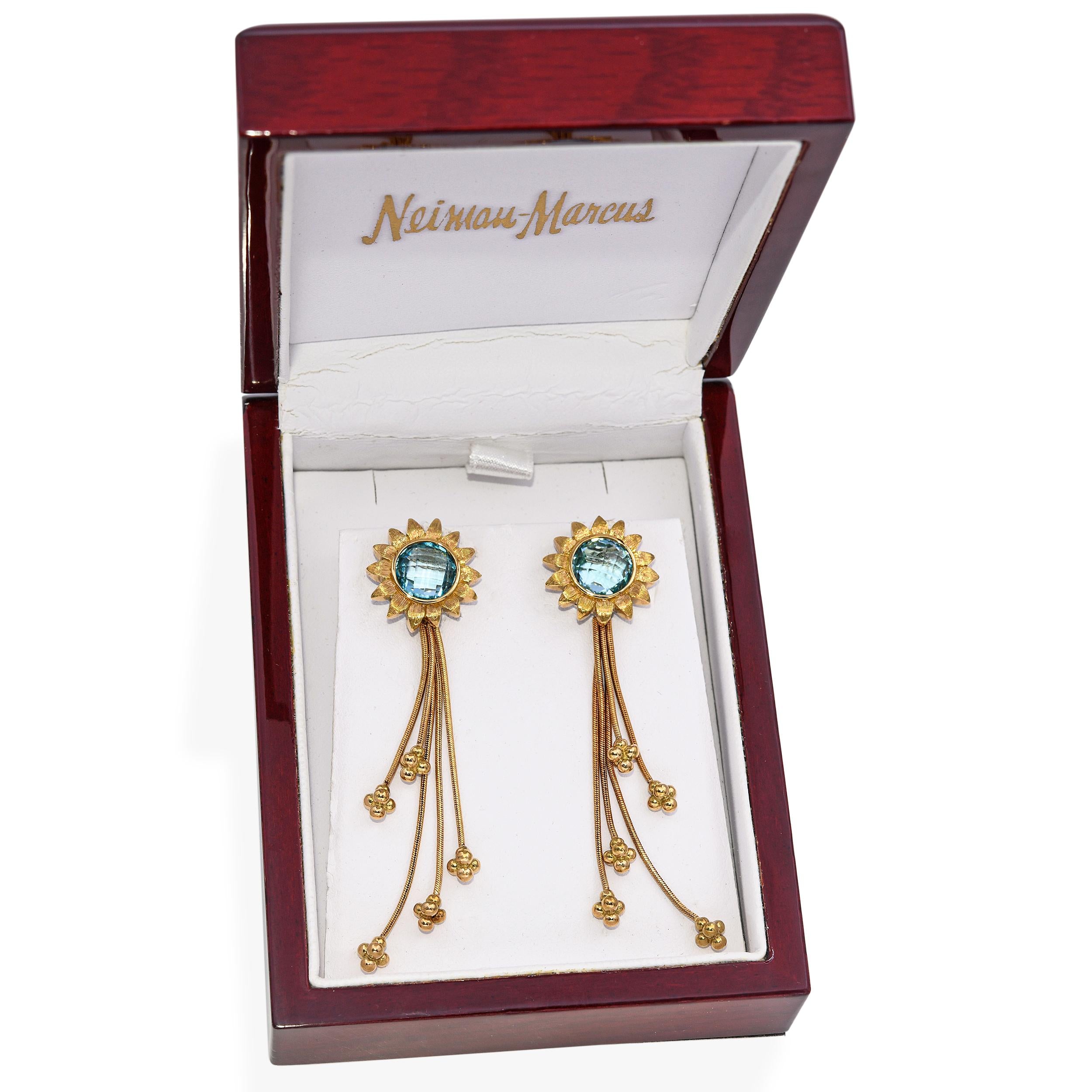 Bielka 18k Yellow Gold Topaz Floral Earrings
