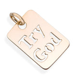 Vintage 14k Yellow Gold "Try God" Stencil Pendant