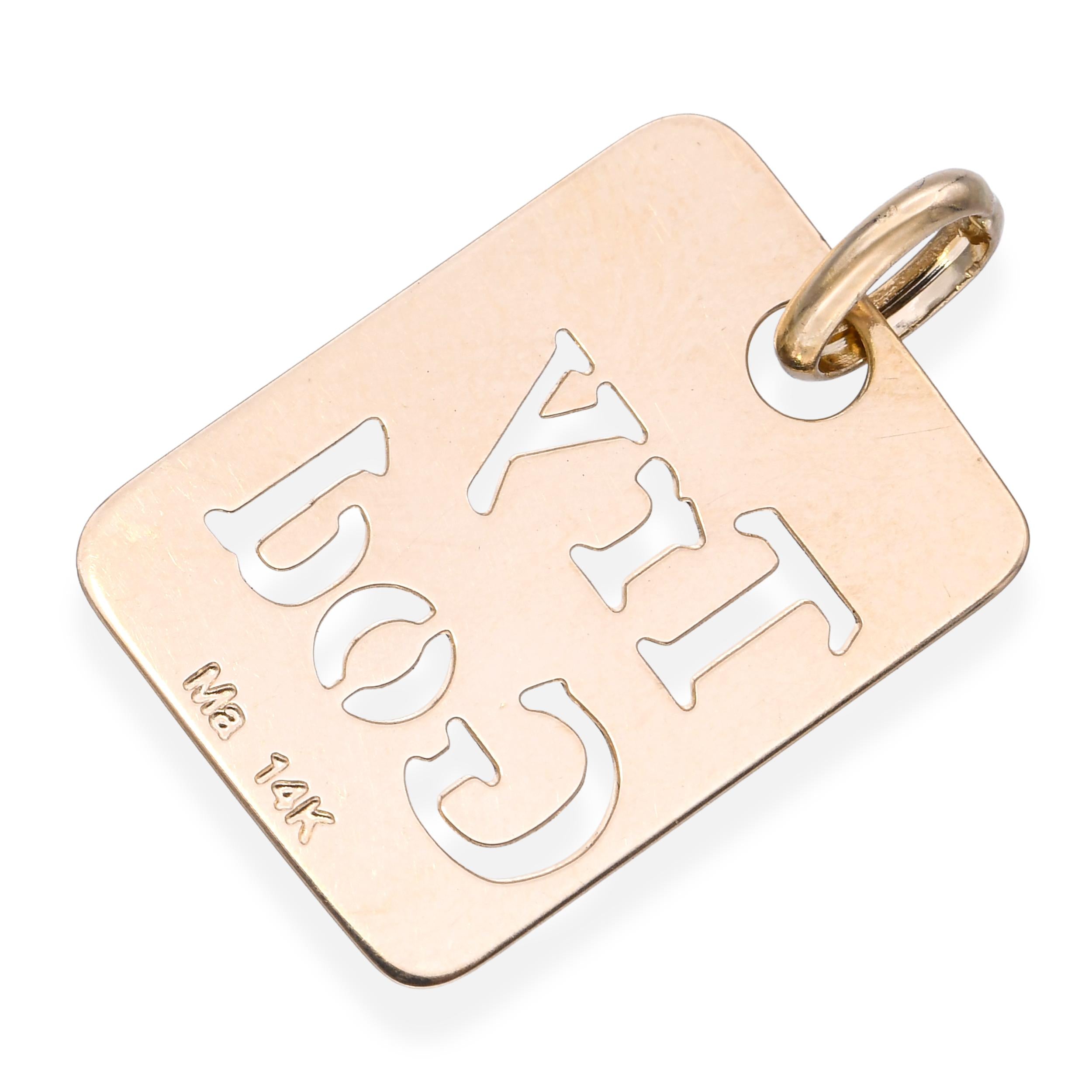 Vintage 14k Yellow Gold "Try God" Stencil Pendant