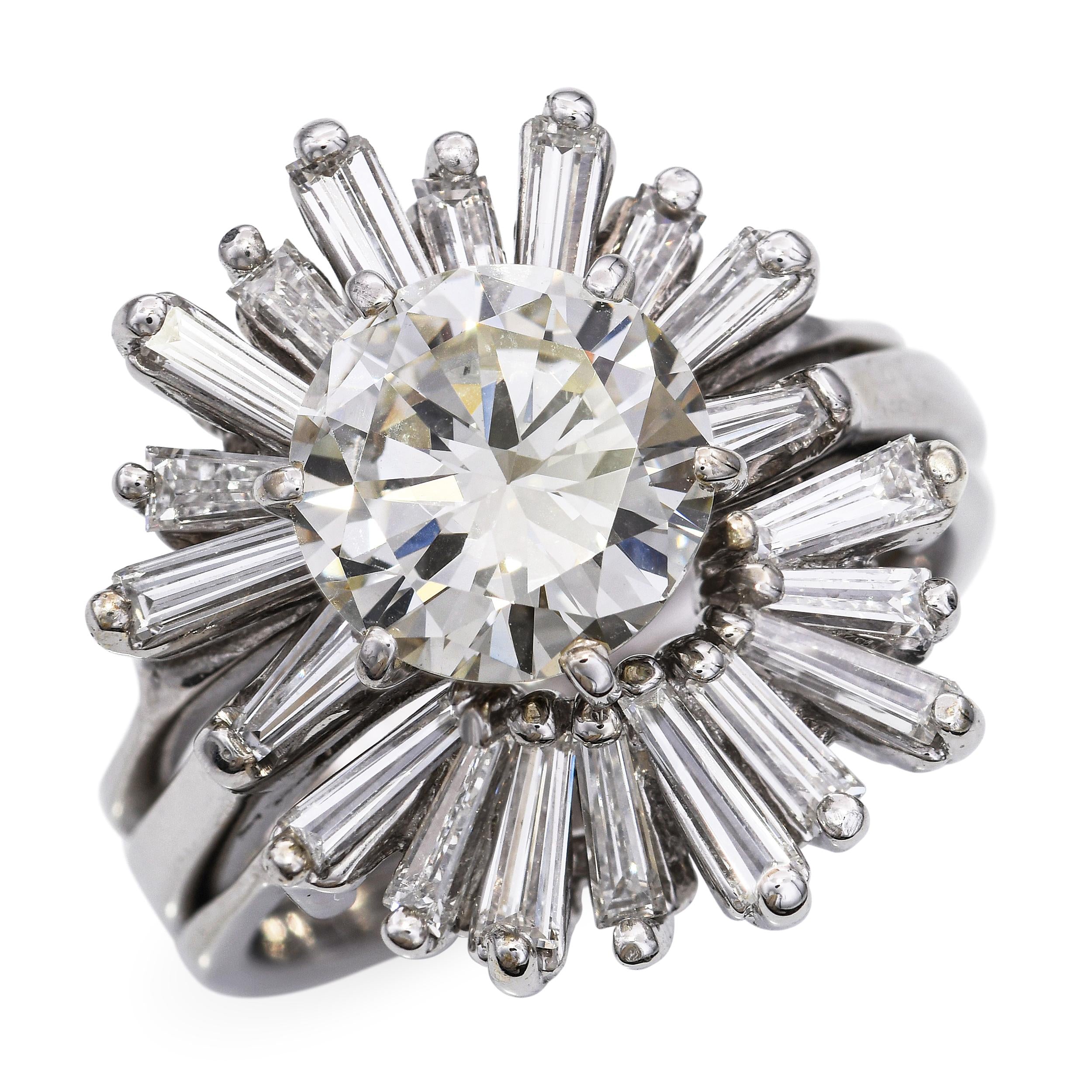 Vintage 14k White Gold 3.51tcw Diamond Engagement Ring and Jacket