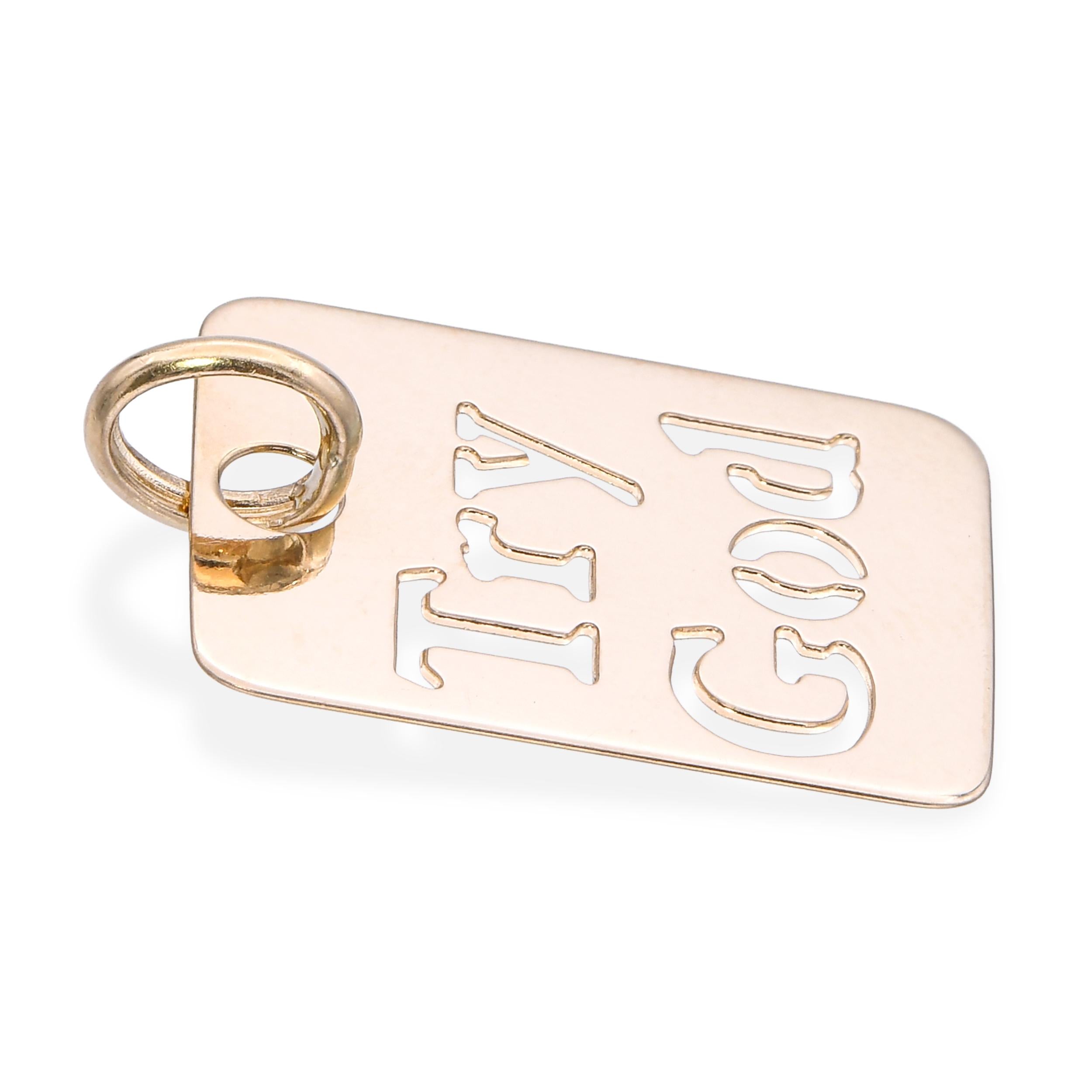 Vintage 14k Yellow Gold "Try God" Stencil Pendant