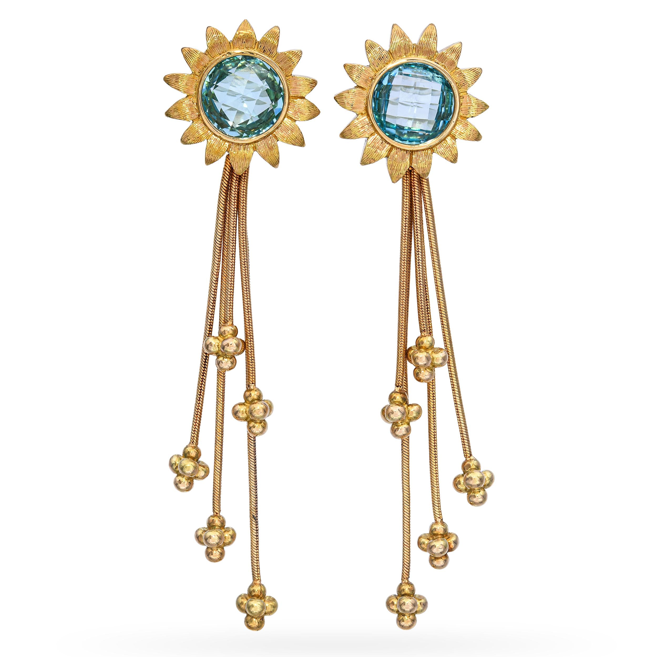 Bielka 18k Yellow Gold Topaz Floral Earrings