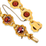 Art Nouveau Bloomed 14k Yellow Gold Garnet Link Bracelet