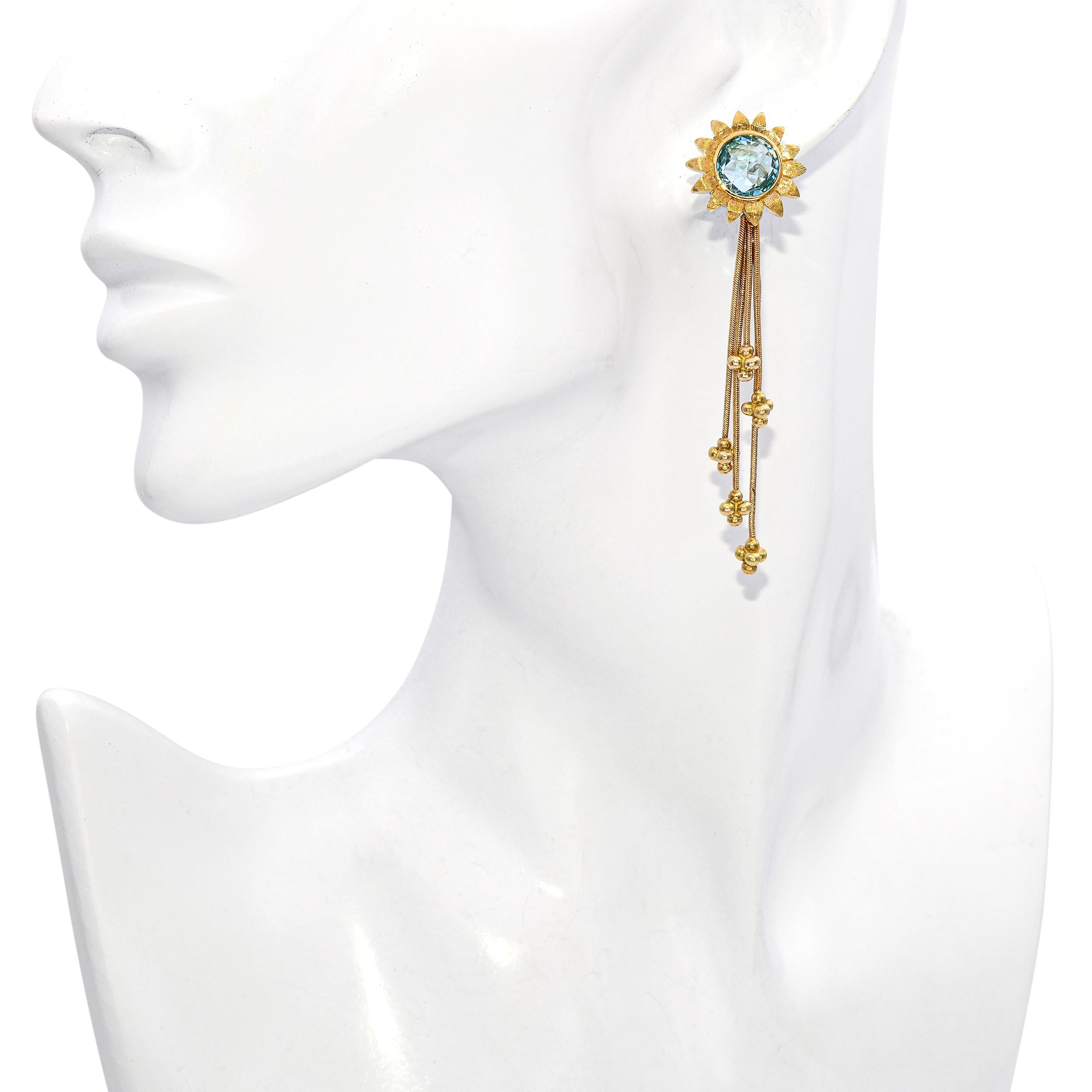 Bielka 18k Yellow Gold Topaz Floral Earrings