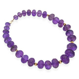 Antique 14k Yellow Gold Carved Mughal Motif Amethyst Bead Necklace