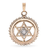 Antique 13k Yellow Gold Old Mine Cut Diamond Star of David Pendant