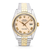 Rolex Datejust Roman Ivory Dial Two-Tone Automatic Men's Watch Ref 16233
