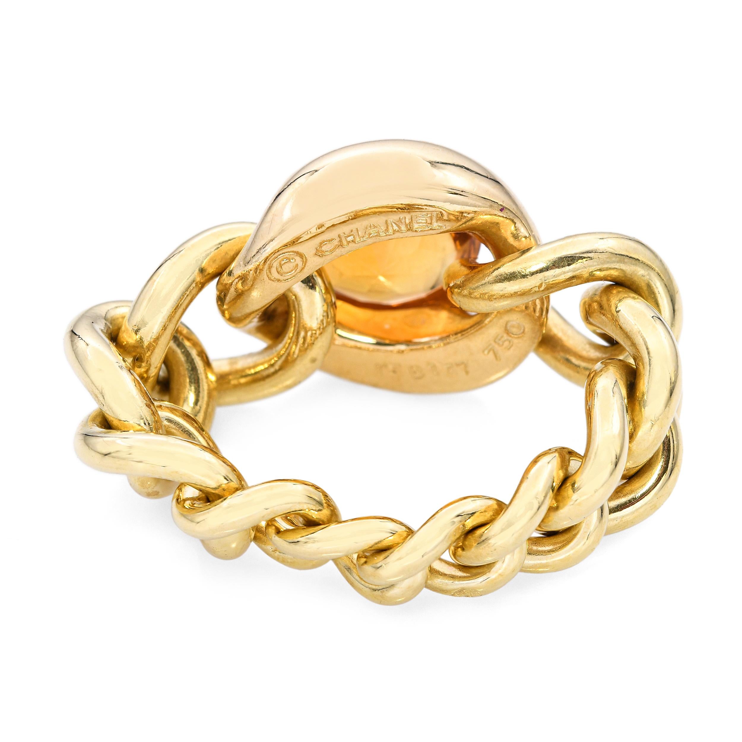 Chanel 18k Yellow Gold Citrine Cable Link Ring