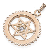 Antique 13k Yellow Gold Old Mine Cut Diamond Star of David Pendant
