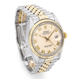 Rolex Datejust Roman Ivory Dial Two-Tone Automatic Men's Watch Ref 16233