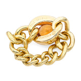 Chanel 18k Yellow Gold Citrine Cable Link Ring