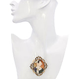 Antique Yellow Gold Mother of Pearl Inlay 17th Century Gentlemen Cameo Brooch