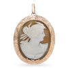 Vintage 14k Rose Gold Carved Lady Cameo Pendant