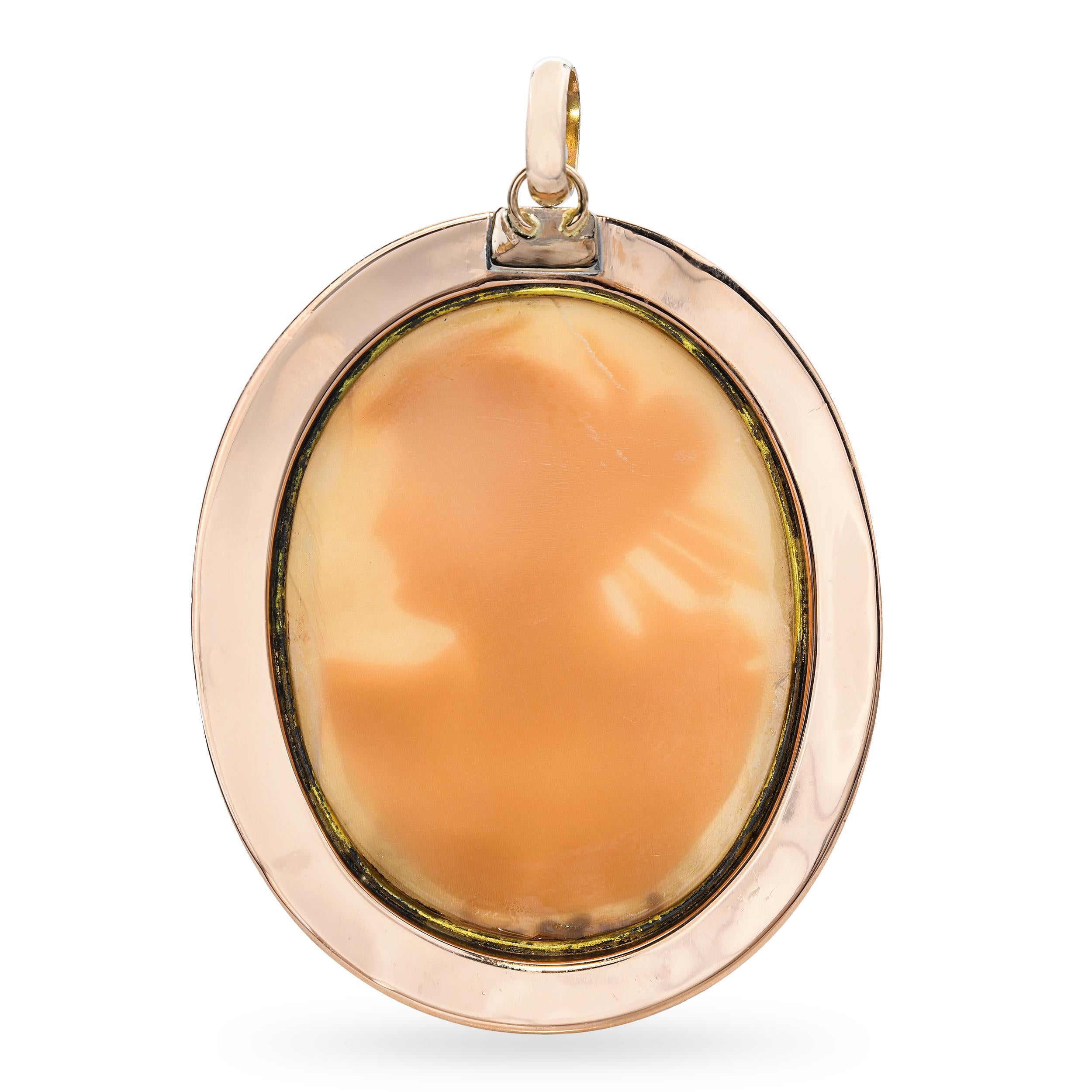 Vintage 14k Rose Gold Carved Lady Cameo Pendant
