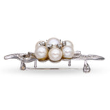 Vintage White Gold Pearl and Diamond Brooch