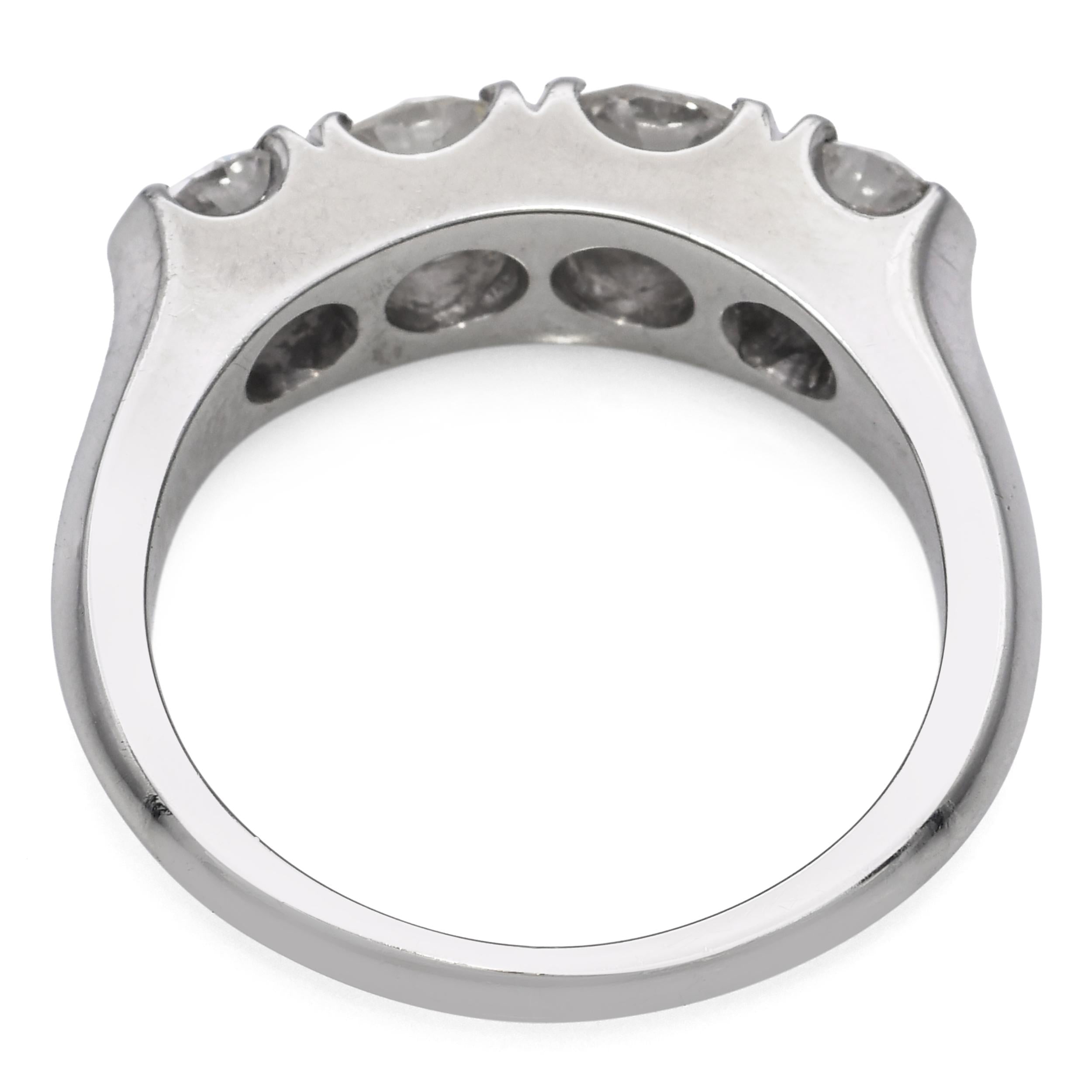 Vintage 18k White Gold 4-Stone 1.95tcw Diamond Ring