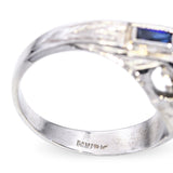 Antique Art Deco 17k White Gold Green 1.26tcw Sapphire Engraved Ring