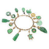 Vintage Yellow Gold Green Jade Charm Bracelet